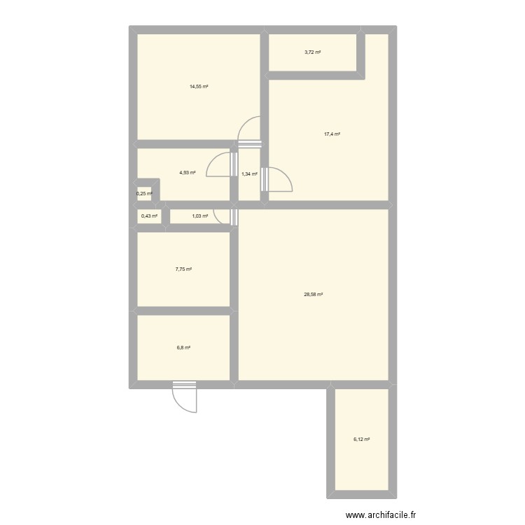 Alexandre TOURS. Plan de 12 pièces et 93 m2