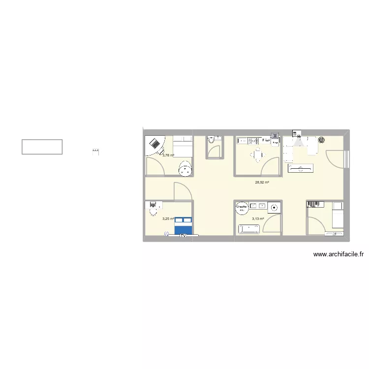 amin. Plan de 4  et 39 m²