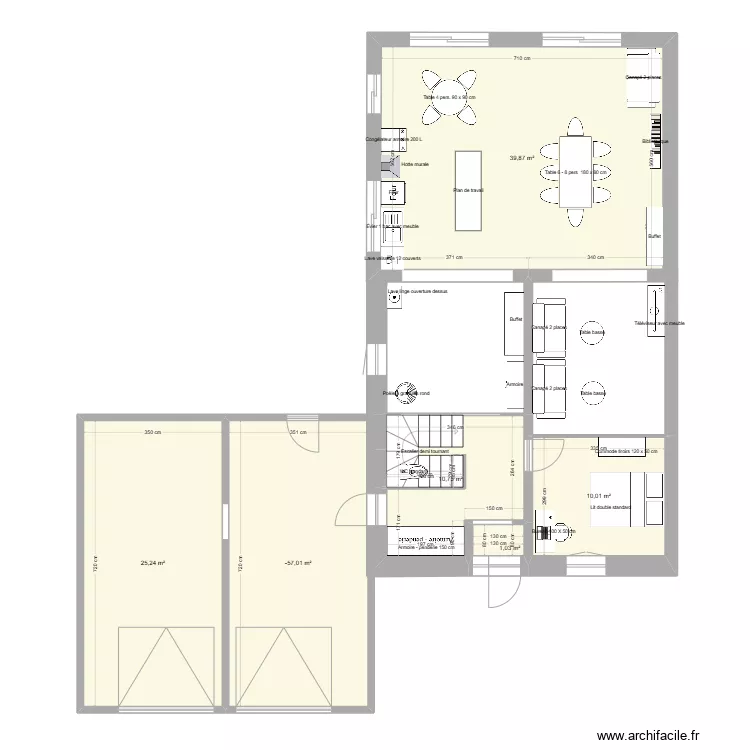 projet extension 40m avec mur 42cm. Plan de 