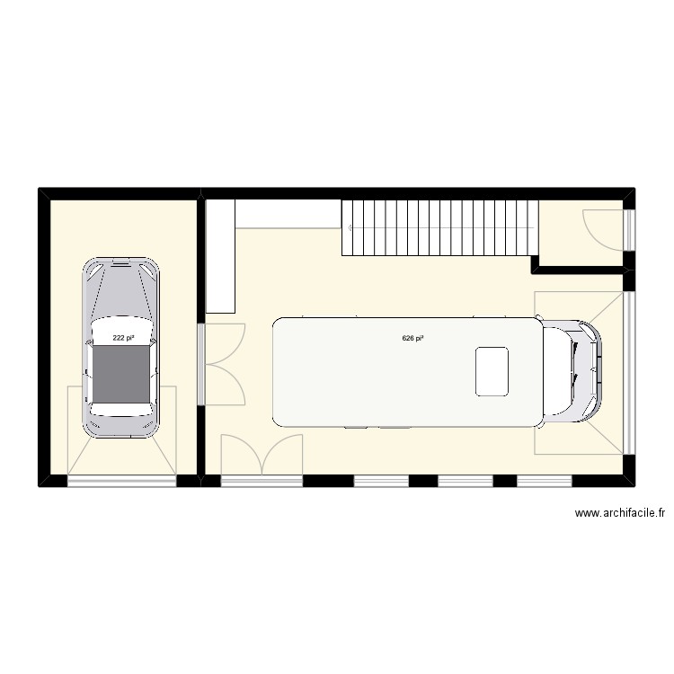 garage. Plan de 2 pièces et 79 m2
