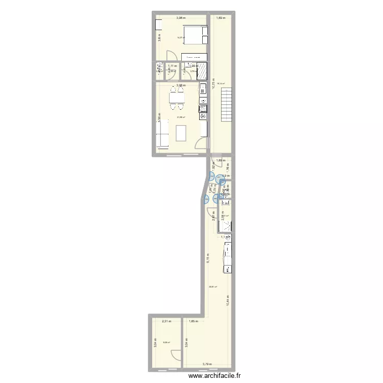 t2 bailleul rdc. Plan de 10  et 108 m²