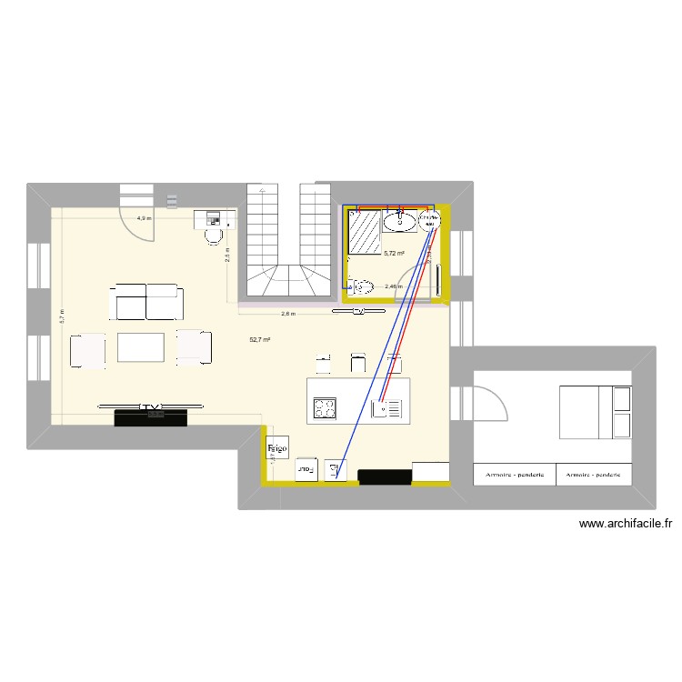am&eacute;nagement global. Plan de 0 pièce et 0 m2