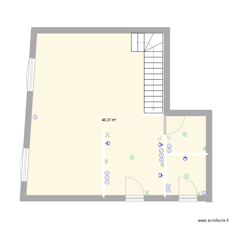 arthur chevry. Plan de 1 pièce et 46 m2