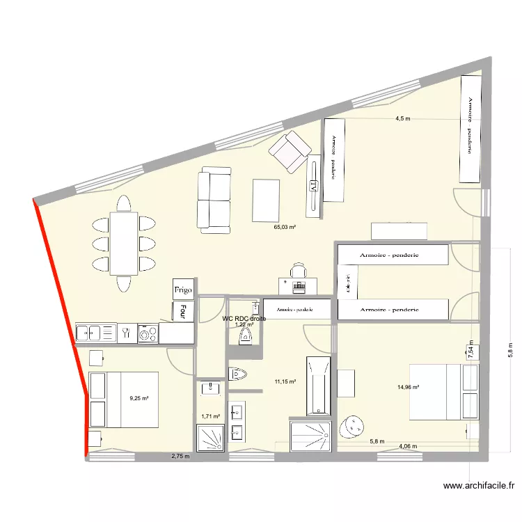 Plateaux IZ appt droite. Plan de 