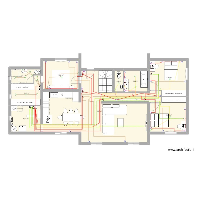 maison moriani. Plan de 9 pièces et 120 m2