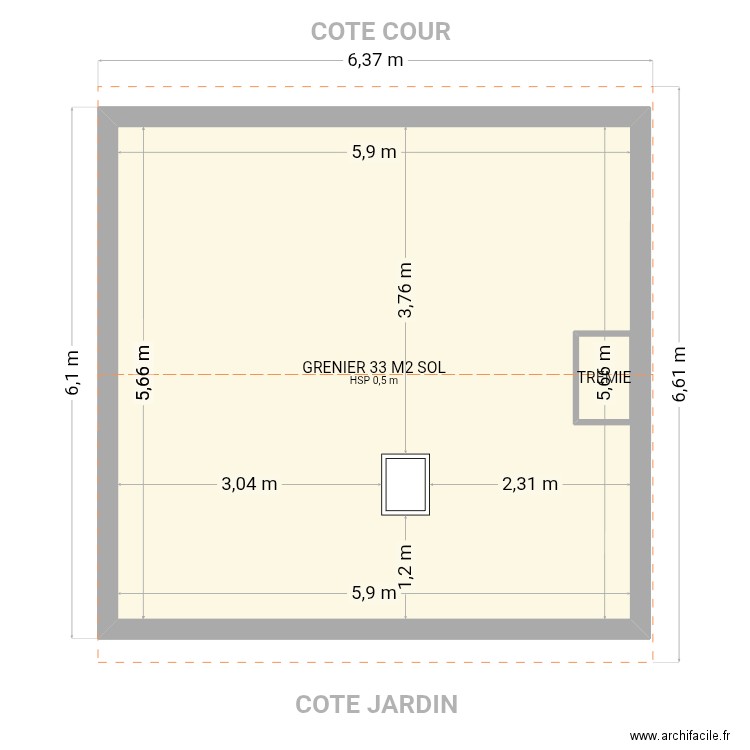 GARAGE PLAN ACTUEL. Plan de 3 pièces et 67 m2