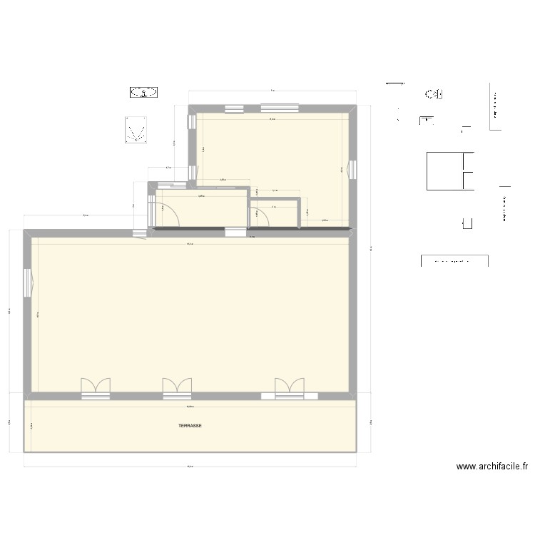 Agrandissement  - Version 40m² - avec mur intérieur - V7. Plan de 6 pièces et 150 m2