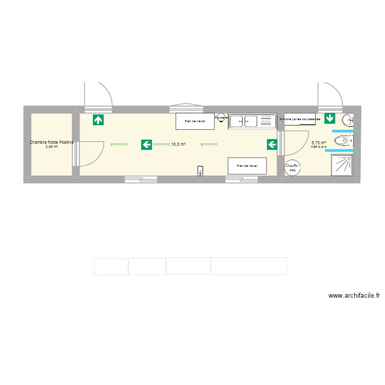 Plan du laboratoire réfrigéré. Plan de 3 pièces et 26 m2