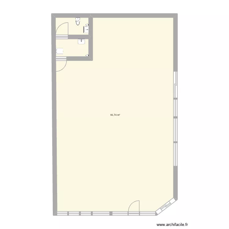 magasin capecure. Plan de 1 pièce et 92 m²