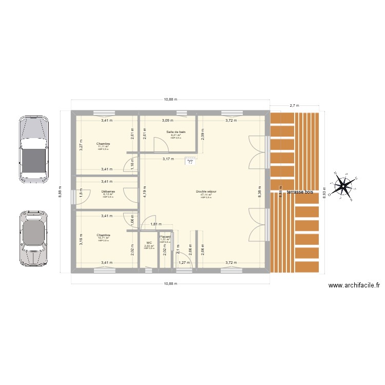 projet logis côté parking rose des vents. Plan de 7 pièces et 85 m2