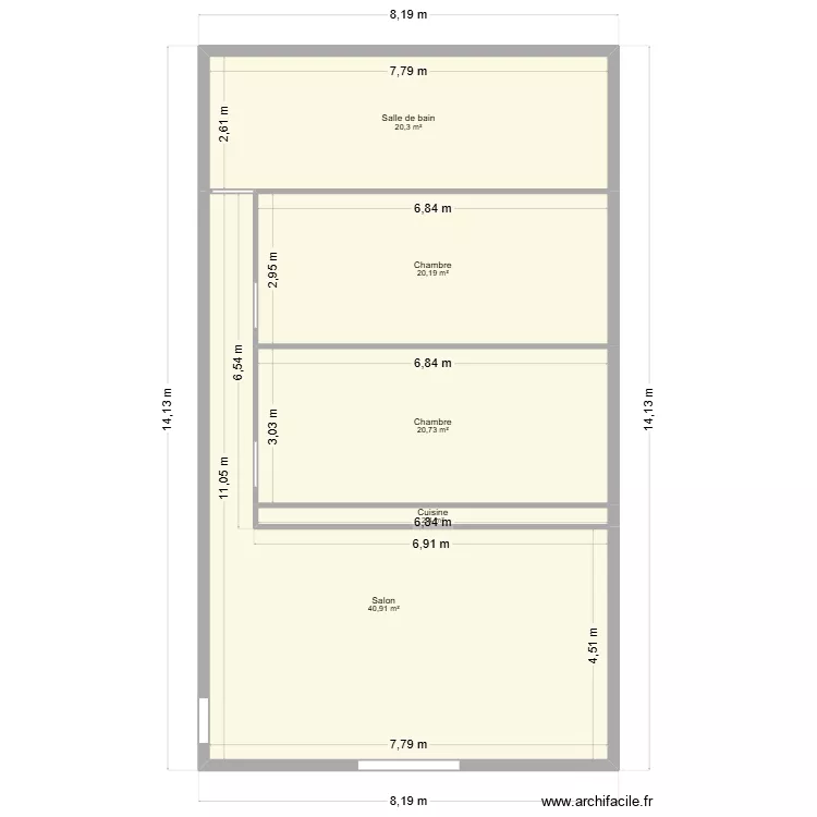 APPART 2. Plan de 5 Pièces et 105 m²