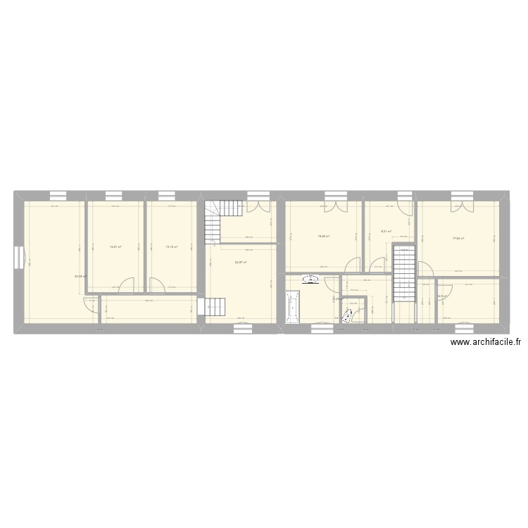 POUILLE   EDL  1° E. Plan de 9 pièces et 153 m2