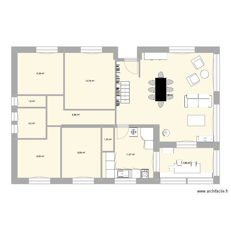 Essai Nelly. Plan de 11 pièces et 111 m2
