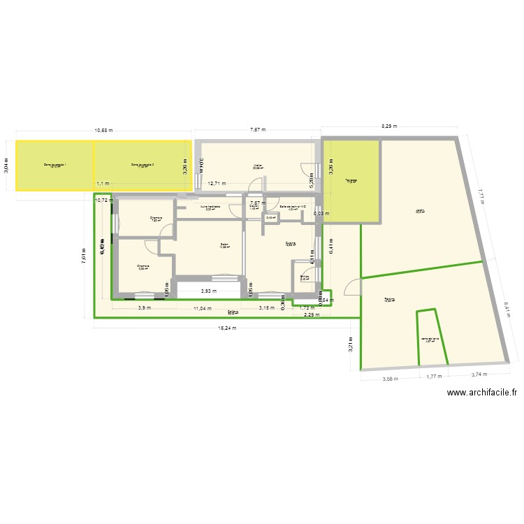 99 Foissiat terrassement. Plan de 17 pièces et 256 m2