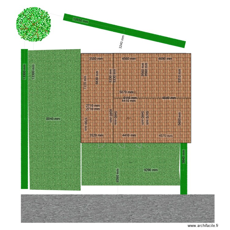 plan de masse avec modification. Plan de 2 pièces et 139 m2