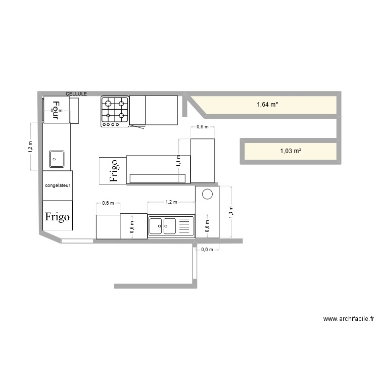 guemene penfao 2. Plan de 2 pièces et 3 m2
