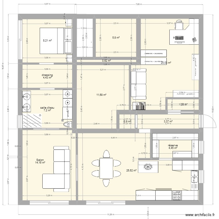 la maison du Bonheur version 3. Plan de 13 pièces et 108 m2