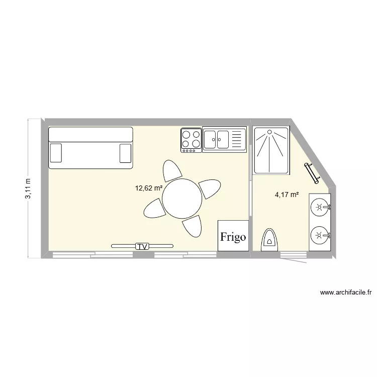plan interieur abri de jardin. Plan de 2  et 17 m²