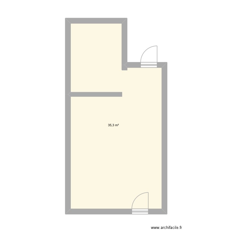 Bureau. Plan de 1 pièce et 35 m2