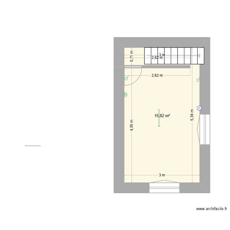 47 mvz atelier 1er étage. Plan de 1 pièce et 16 m2
