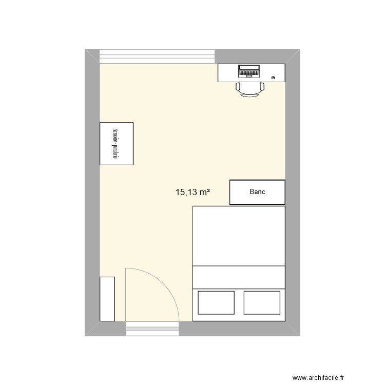 chambre noé. Plan de 1 pièce et 15 m2