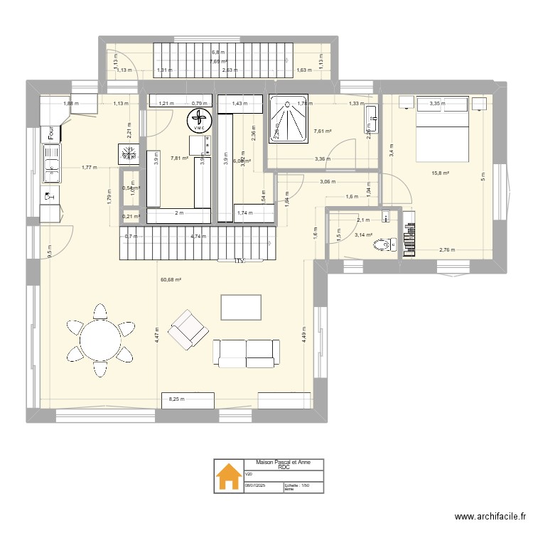 maisonV20. Plan de 9 pièces et 110 m2