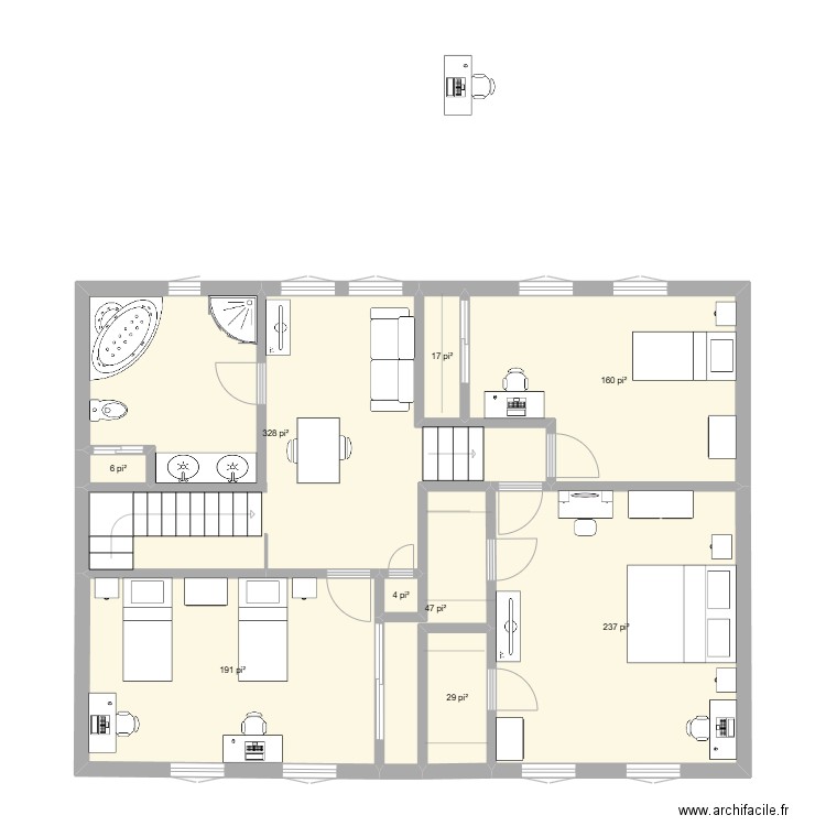 FG-15B. Plan de 9 pièces et 95 m2