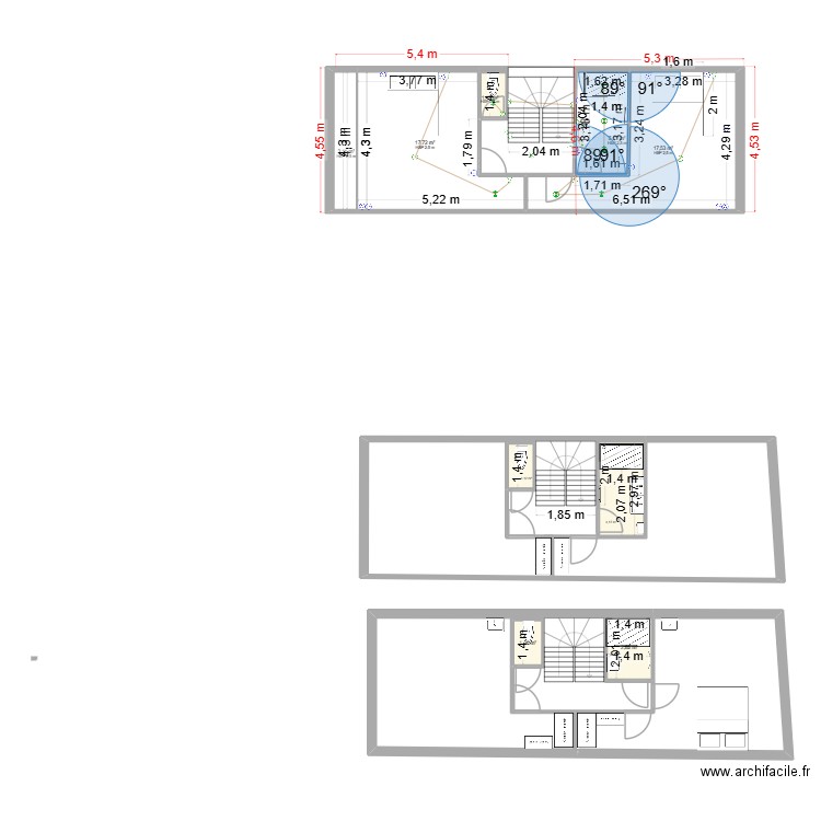 ENATA EST R+1. Plan de 9 pièces et 54 m2
