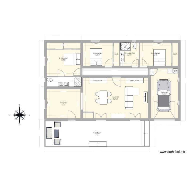 VILLA 3 CHAMBRES. Plan de 0 pièce et 0 m2