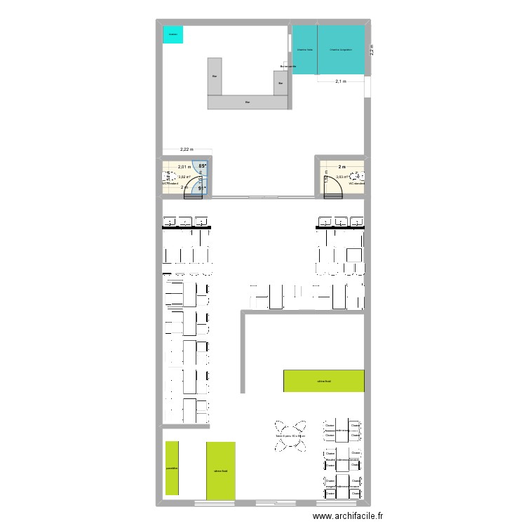 nouvel obrador pain. Plan de 2 pièces et 6 m2