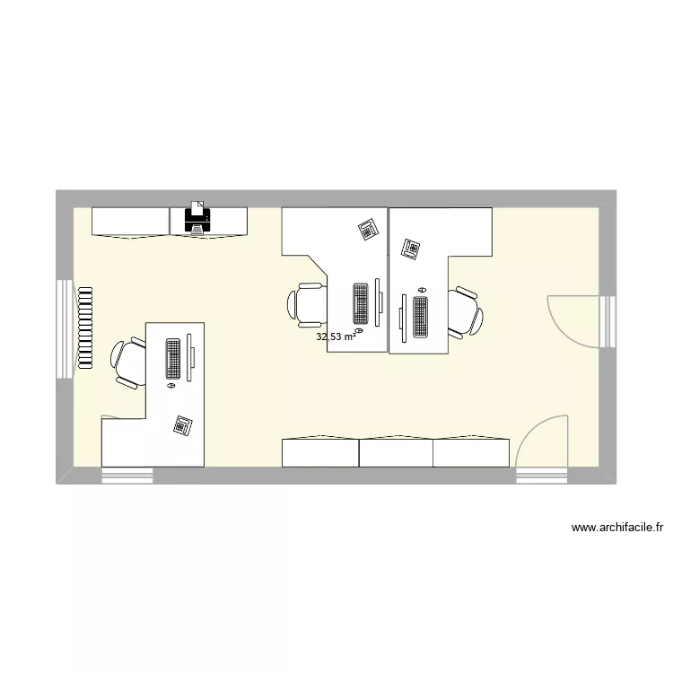 bureau 317. Plan de 1  et 33 m²