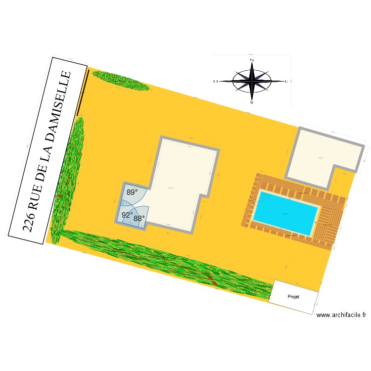 Piscine masse sans le projet. Plan de 2 pièces et 152 m2