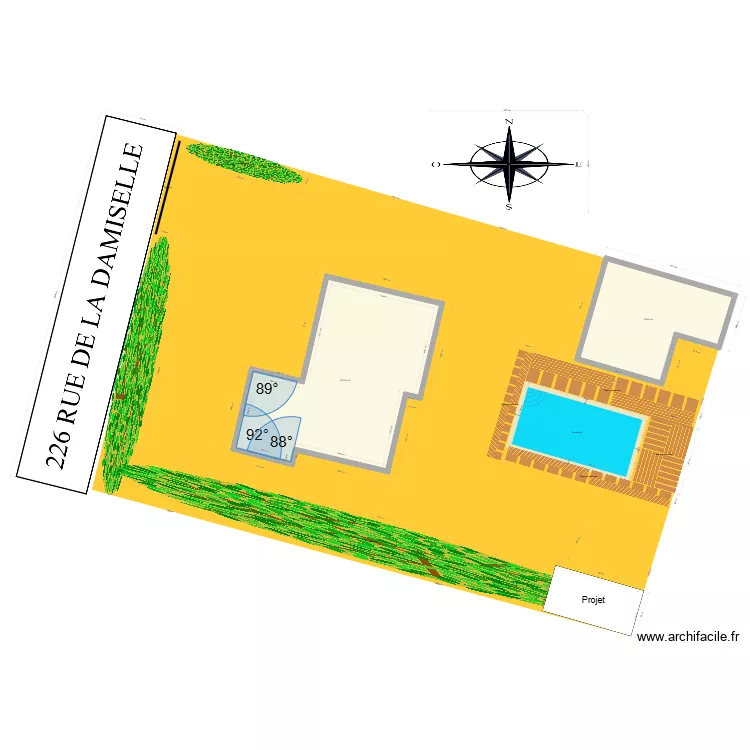 Piscine masse sans le projet. Plan de 