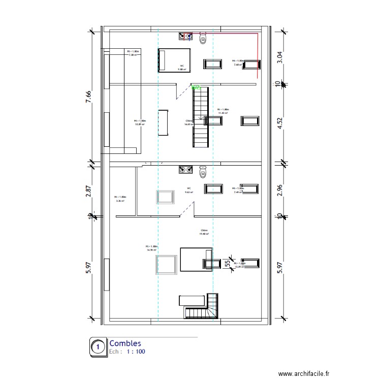 PLAN LOGT 5 PLOMBERIE COMBLES. Plan de 0 pièce et 0 m2