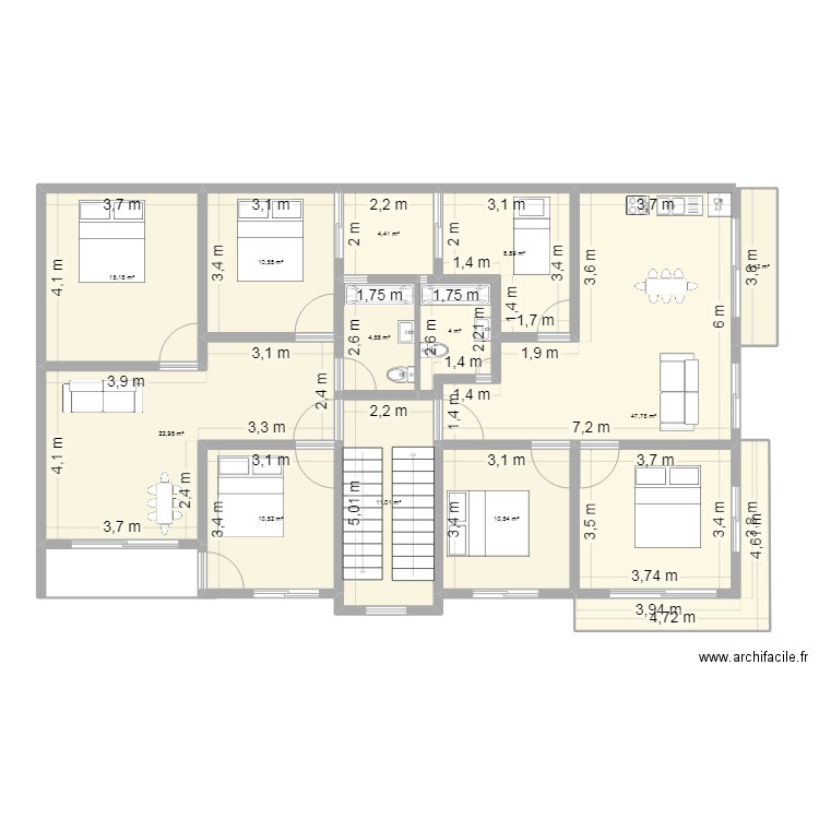 meu  sonho. Plan de 12 pièces et 154 m2