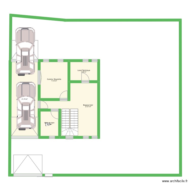 SOUS SOL VILLA KARIMA. Plan de 5 pièces et 65 m2