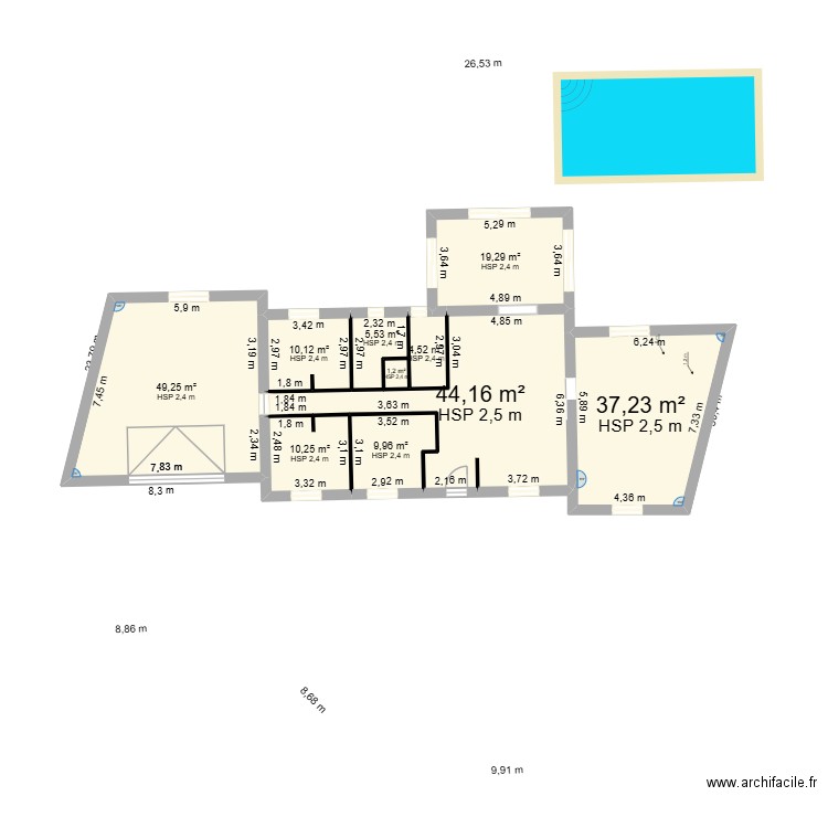 charpentier cacot 3. Plan de 14 pièces et 386 m2