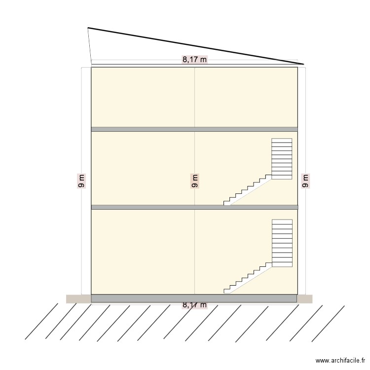 facade voltaire état des lieux coupe. Plan de 0 pièce et 0 m2