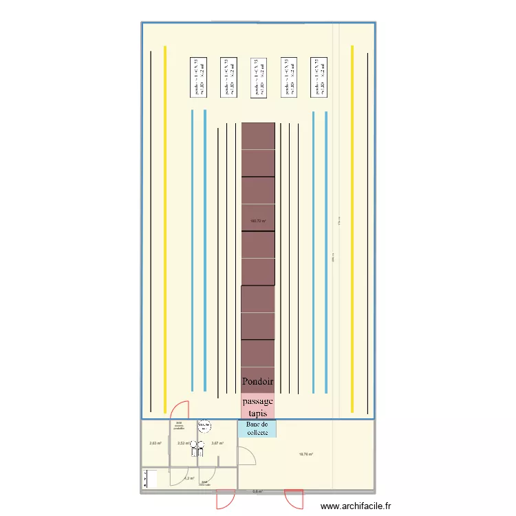 batiment &eacute;levage-21m. Plan de 