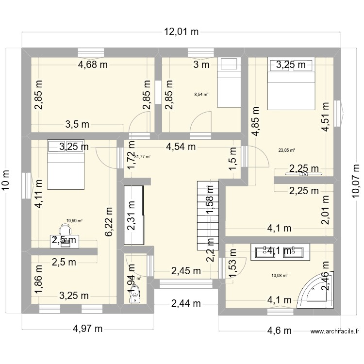 maison 1. Plan de 6 pièces et 95 m2