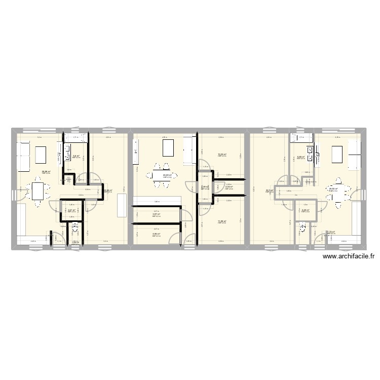 Ling&egrave;re divis&eacute;e. Plan de 0 pièce et 0 m2
