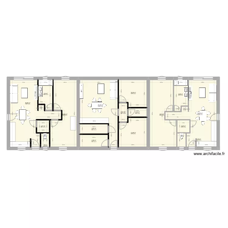 Ling&egrave;re divis&eacute;e. Plan de 17  et 186 m²