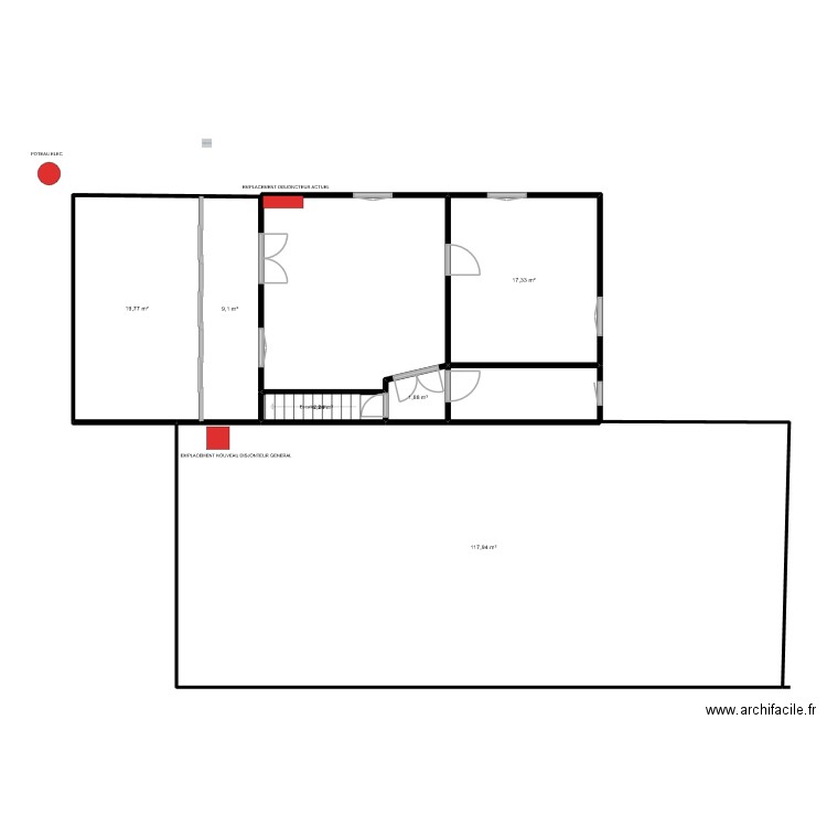 COMPTEUR. Plan de 6 pièces et 168 m2