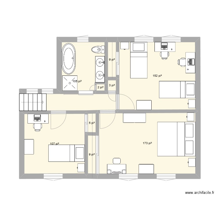 FG-29B. Plan de 9 pièces et 52 m2