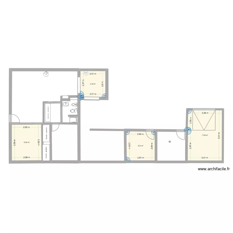 cheffes 2. Plan de 4  et 42 m²