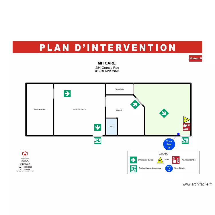 Plan d'intervention MH CARE. Plan de 6 et 73 m² Plan d'intervention MH CARE. Plan de 6 et 73 m²