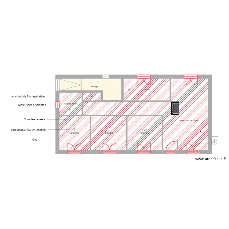 GAUDEMER étape 1. Plan de 8 pièces et 84 m2