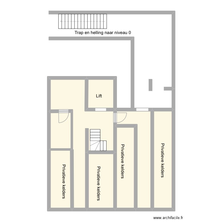 Nemrod - kelder. Plan de 8 pièces et 77 m2