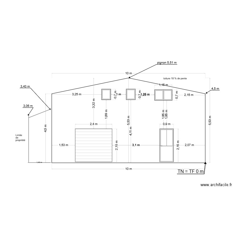 façade ouest h. Plan de 0 pièce et 0 m2