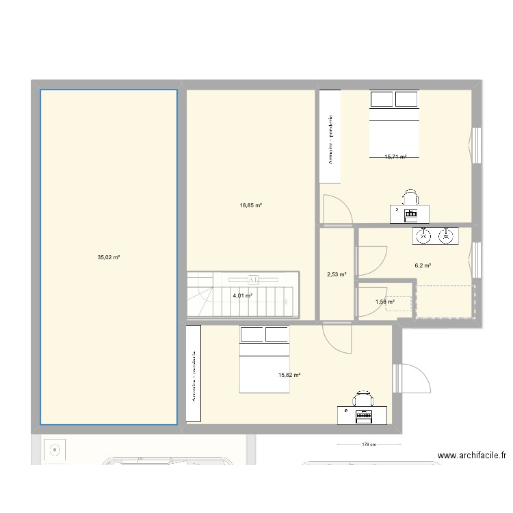 HAIRY PC MOD. Plan de 14 pièces et 220 m2